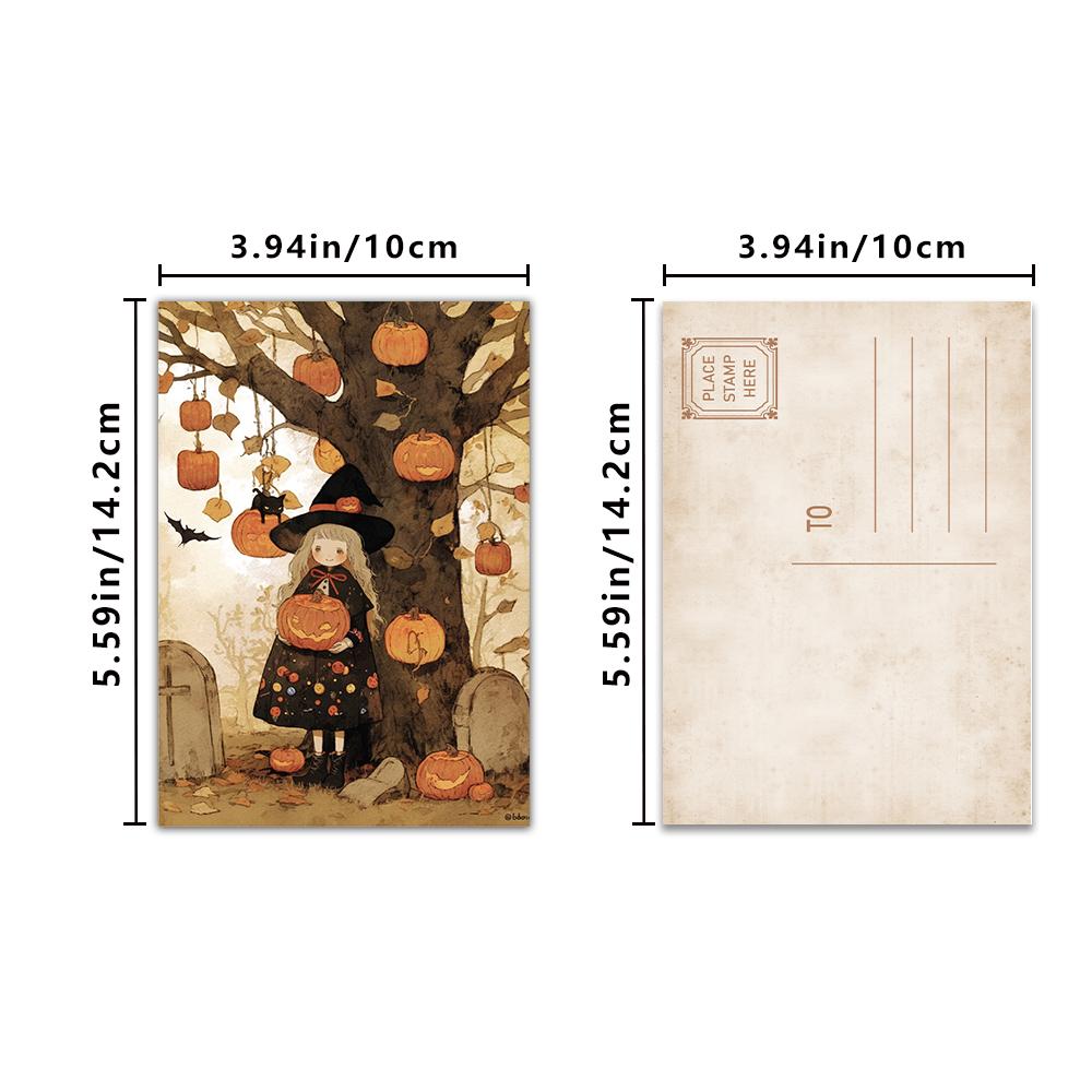 32 Stück, Halloween-Postkarten, skurril und lustig, Geburtstags-/Jubiläumsgeschenke, Sammlerstücke, perfekt zum Verschenken und Postversand geeignet.