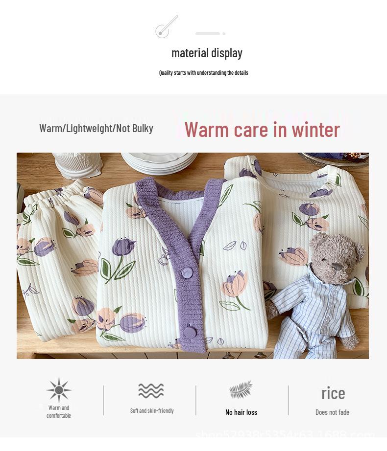 Autumn-Winter Maternity Pajama Set: Cozy Cotton Three-Piece for Postpartum Pregnant Women