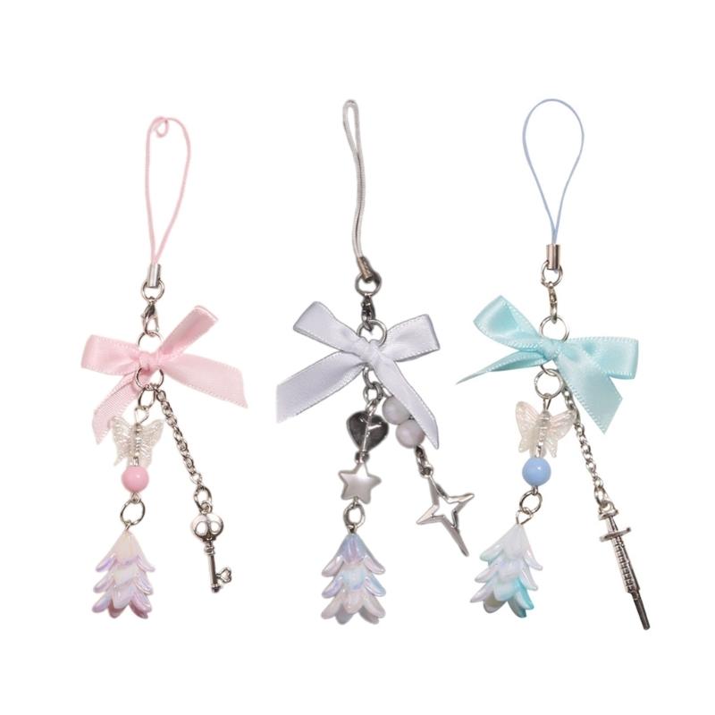 Stylish Butterfly Bag Charm Trendy Bowknot Keychain Phone Charm Keyrings Cool Keychain Acrylic Material for Party Daily