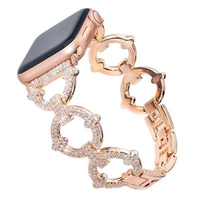 Diamond Metal Strap for Apple Watch Band 8 7 6 Se 5 4 3 2 Butterfly Bracelet 45mm 38mm 40mm 42mm 44mm for Iwatch Loop 41mm Jewelry