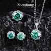 5CT Schitterende Gele Diamant Ketting Moissanite Oorbellen Ring Dames Sieraden Set