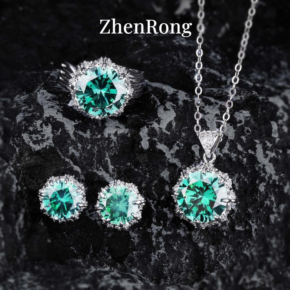 

5CT Sparkling Yellow Diamond Necklace Moissanite Earrings Ring Women Jewelry Set