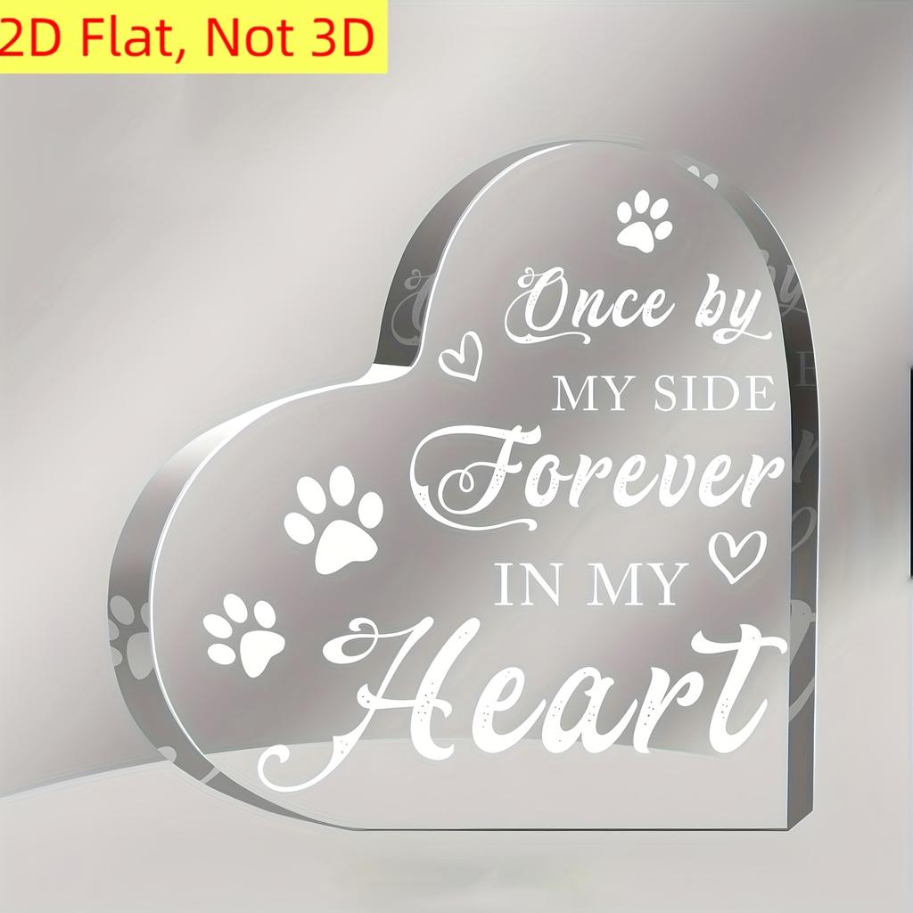 2D Flat, 2D Flat Pet Memorial Statue - Cemetery Decoration, Acrylic Paw Print Keepsake for Desk, Bookshelf, or Fireplace Ornament, 2D Flat