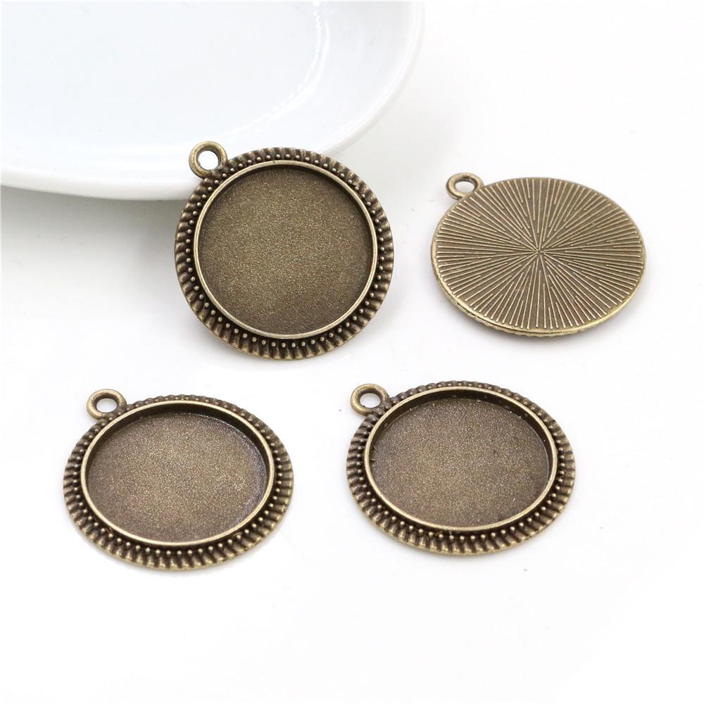 

10pcs 20mm Inner Size Antique Silver Plated and Bronze and Rhodium and Black Classic Style Cabochon Base Setting Charms Pendant античный бронзовый