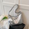 Simple Solid Color Letter Decoration Women Casual Shoulder Bag With Pendant For Daily Use