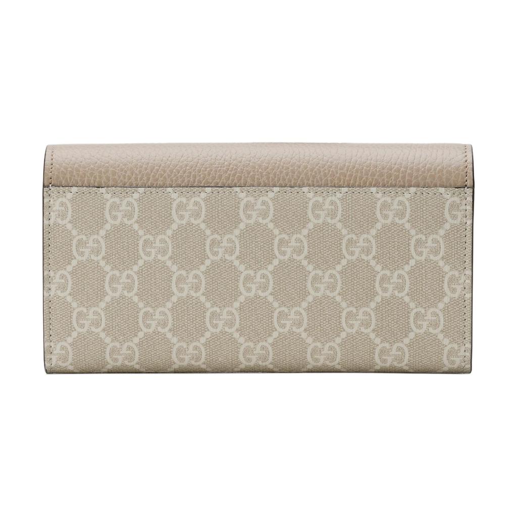 Gucci GG Marmont Gold Logo Snap Closure Long Canvas And Leather Wallet Women wallet Beige Oatmeal 456116AACFE9543