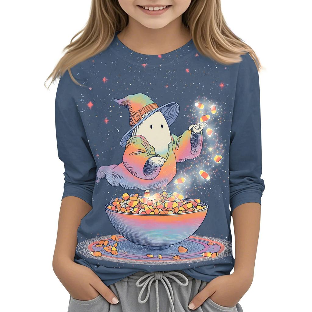 Laste 3/4 varrukatega trükitud O-kaelusega top igapäevane vabaaja T-särk