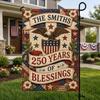 Custom Family Name 250 Years OF Blessing House Ag with Vintage Quilt Patchwork AAV