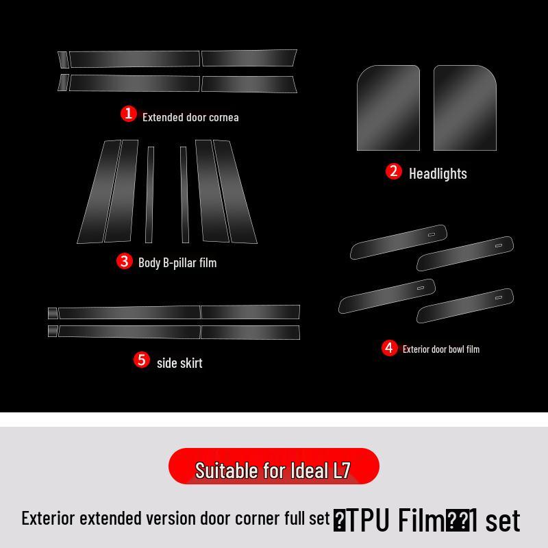 Ideal L7 Car Door Protection Stickers: Custom-Cut TPU Transparent Film for Door Triangle Area.