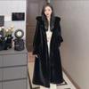 Autumn and Winter New Medium and Long Imitation Mink Fur Coat Thickened with Hat Fur Coat Women's Fashion