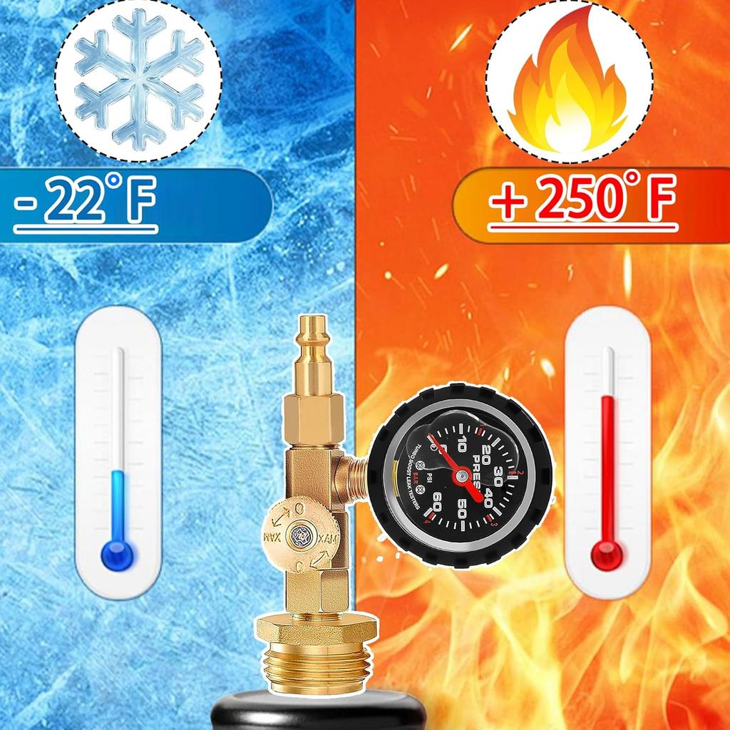 Upgraded RV Winterize Blowout Adapter With Oil Pressure Gauge Brass Sprinkler Water Blow Out Winterization Plug Winterizing Kit For Camper Boat