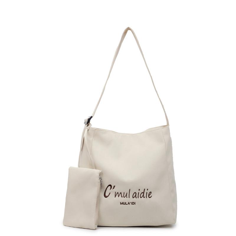 Japanese Cloth Bag Women'S Summer Simple Shoulder Large-Capacity Shopping Bag Wind Student Leisure Commuting Tote Bag