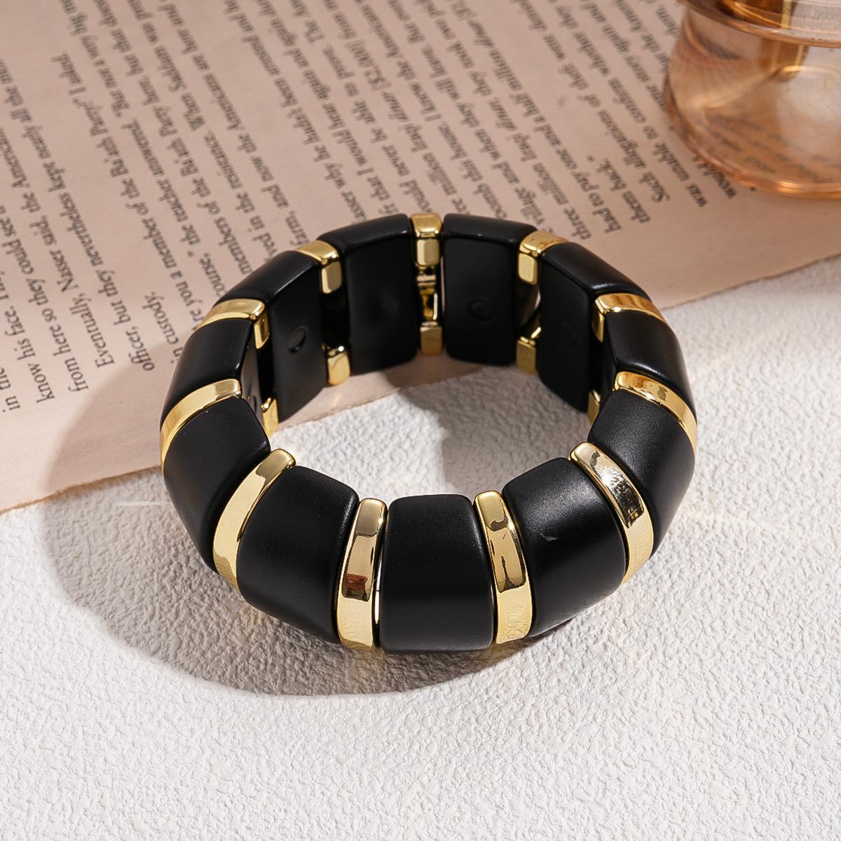 Простой ретро-акриловый овальный браслет на эластичной веревке, браслет, ювелирное изделие