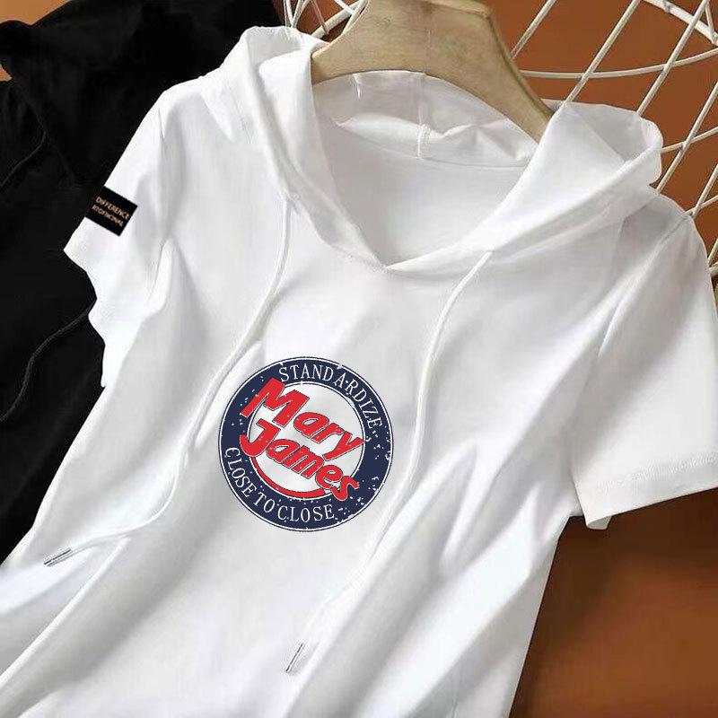 

Women s 100% Cotton Ethnic Hooded Sweatshirt - Chinese Style Short Sleeve Casual T-Shirt XL (approx. 110-125 lbs) чёрный