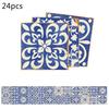 Blue and White Porcelain Tile Sticker 24pcs Self Adhesive Home Kitchen Smooth