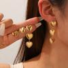 DIEYURO 316L Stainless Steel Golden Classic Bright Heart Pendant Earrings Lady New Waterproof Fashion Trend Earbob Jewelry