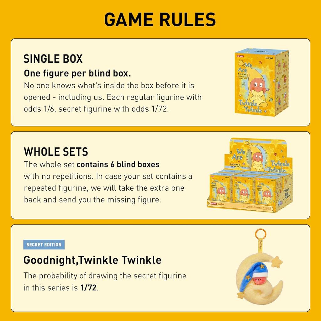 POP MART We Are Twinkle Twinkle Series-Plush Pendant Blind Box, 1 PCs Twinkle Twinkle Blind Box Figures,