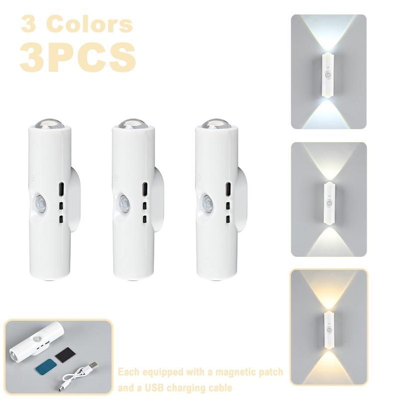 1/2/3PCSSmart RGB Gradient Night Light Magnetic MotionSensor Rechargeable Wall Lamp for BedroomBathroom Closet Garden Home Decor