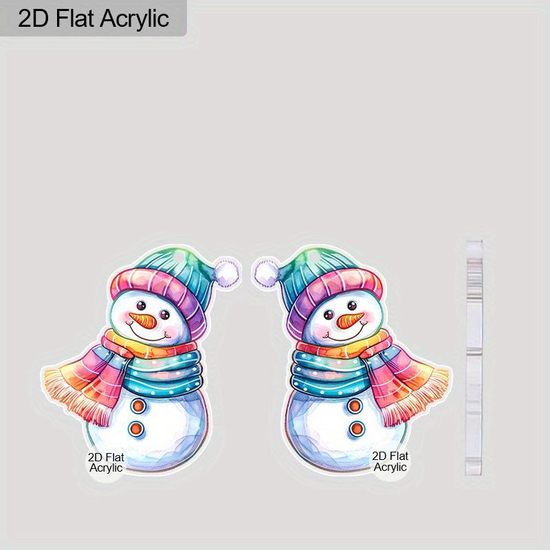 2D Flat Acrylic Cute Colorful Christmas Snowman Pendant Earrings Women's Christmas Jewelry Holiday Party Accessories