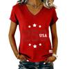 Women's Casual V Neck Short Sleeve Pullover Printed T-Shirt Top