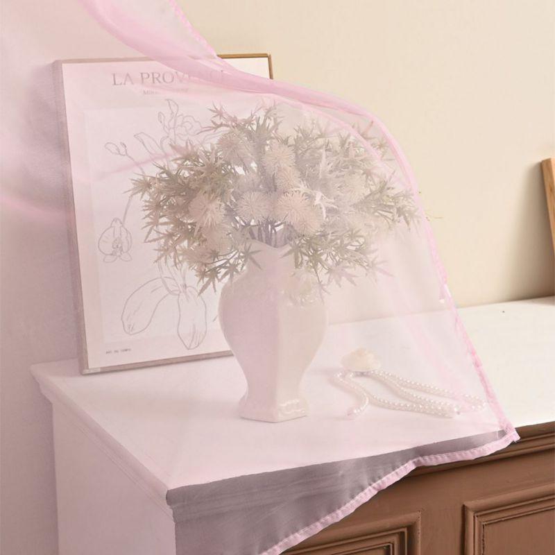 2pcs Sheer Lace Curtains with Pleated Ruffles Gauze Curtain