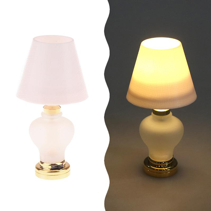 1/12 Dollhouse Miniature Desk Lamp Led Lamp Bedside Lamp Model Doll Home Simulation Table Lamp Furniture Decoration Toy