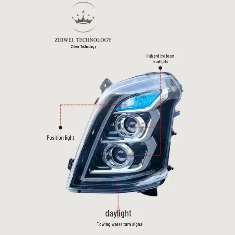 Chenglong H7 Headlight Assembly for Dongfeng Liuzhou H5/Balong M3 with Flowing LED Modification Headlight Driver s Side