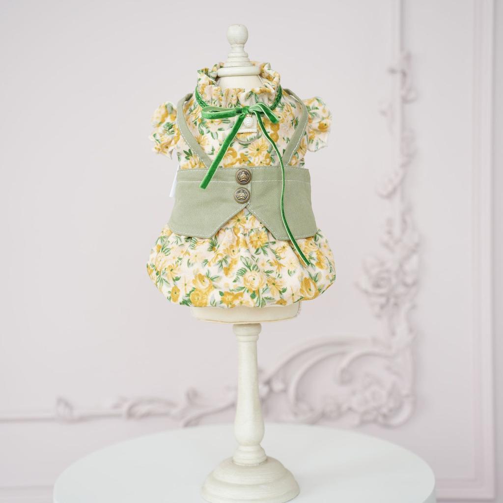 Pet Clothes Princess Style Floral Vest Skirt Cute Cat Teddy Bear Floral Plus Plush Cotton Coat Dog Clothes for Small Dogs Jacket