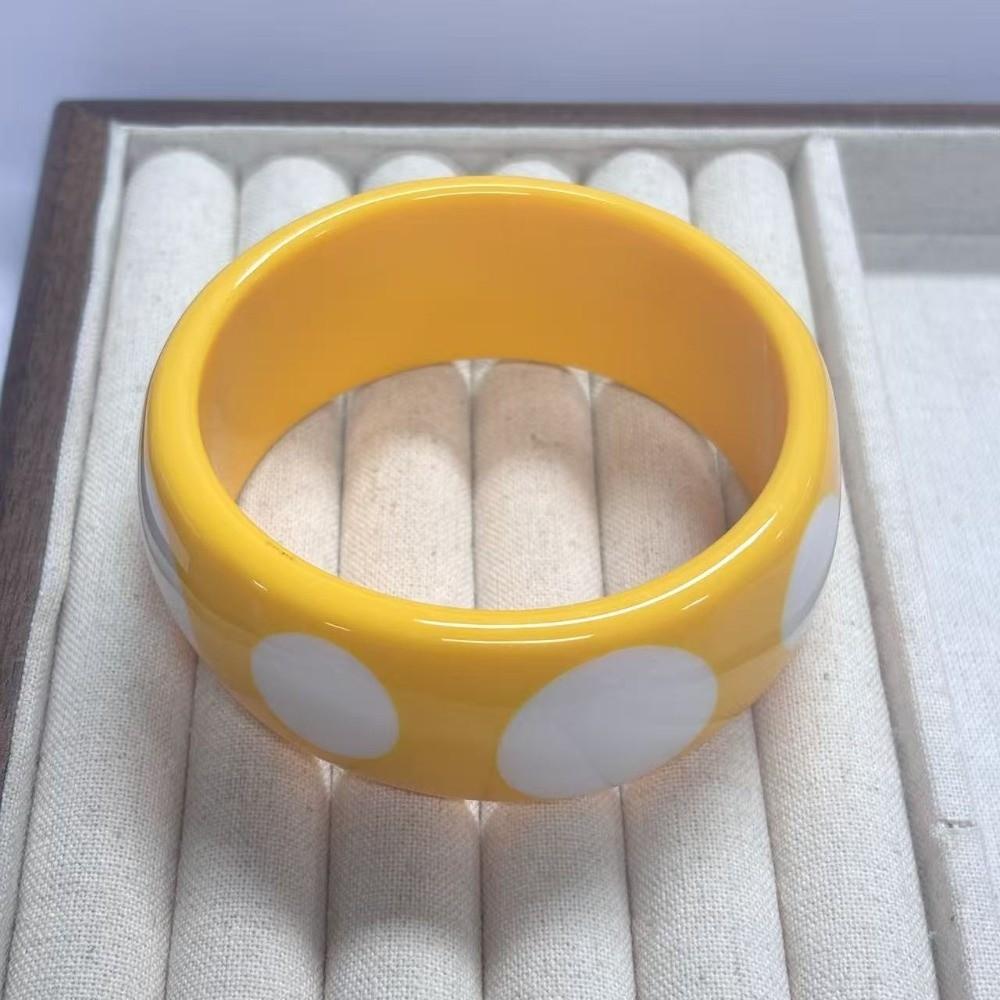 Hip Hop Resin Polka Dot Bangles Round Wide Candy Color Bracelets Fashion Jewelry Unisex