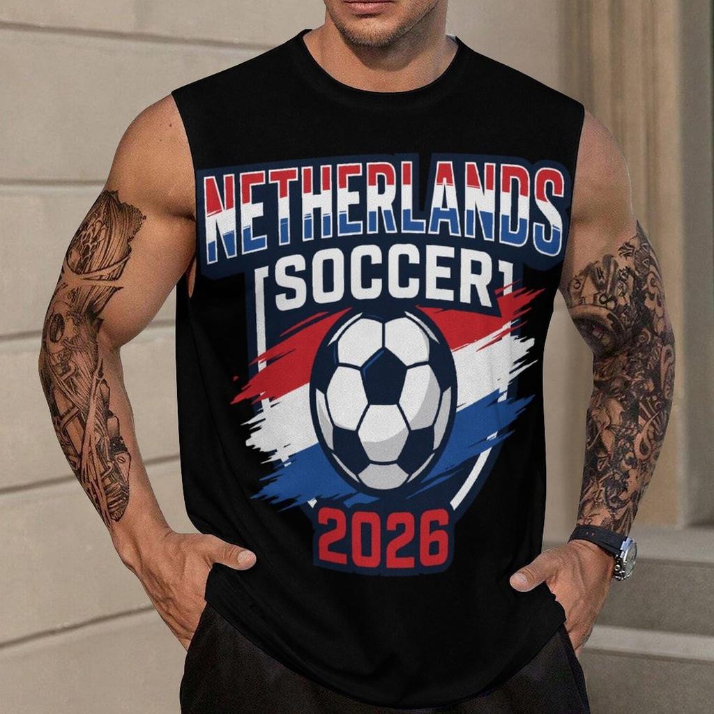 Men's Loose Fit Sleeveless Tank Top Soccer Themed Graphic Print Casual Sportswear Summer Shirt for Outdoor Activities