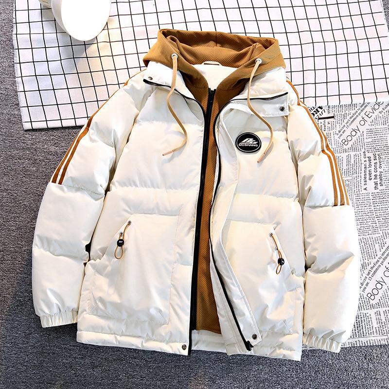 Fake Two-piece Cotton Coat for Men's Winter New Style Teenager Thickened Men's Down Cotton Coat Jacket