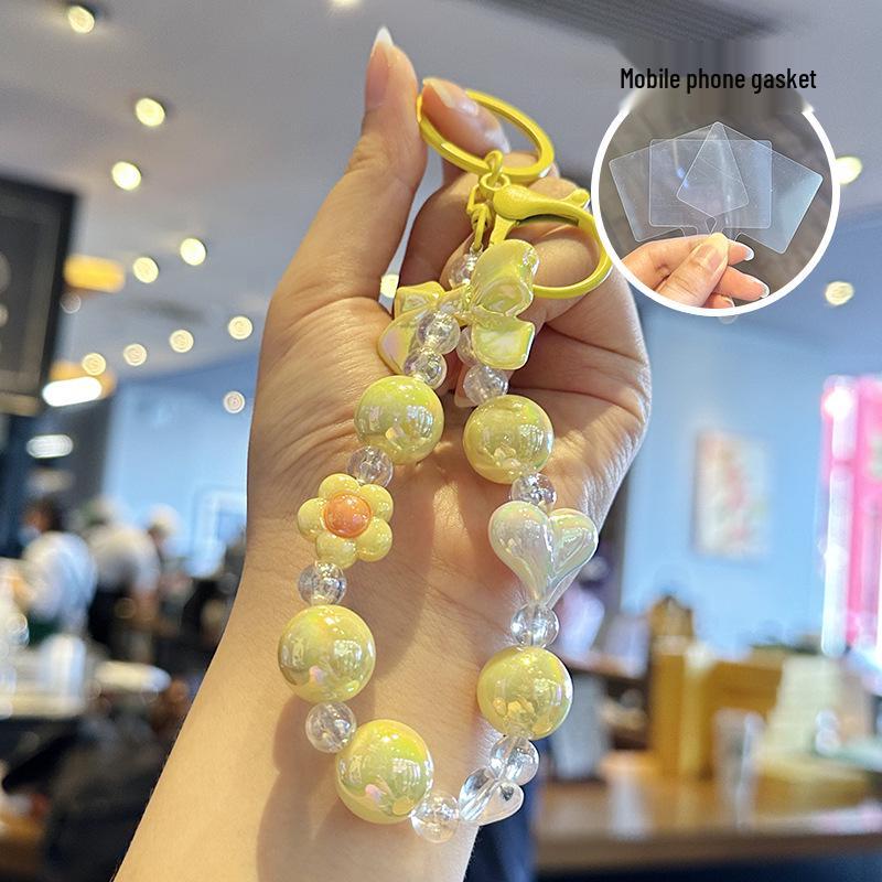 Charming Flower Bow Beaded Keychain & Heart Phone Charm