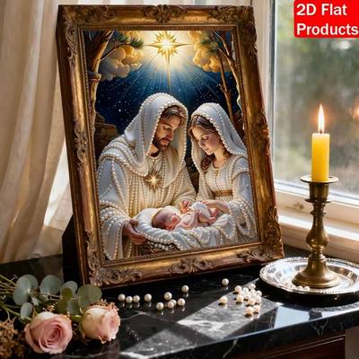 DIY 5D Σετ Ζωγραφικής με Μαργαριτάρια Ιησούς και Παναγία Χωρίς Κορνίζα Ζωγραφική με Μαργαριταρένια Διαμάντια για Ενήλικες 30x40cm Ανθισμένο Γεωμετρικό Art για Διακόσμηση Τοίχου Σπιτιού & Δώρο Χειροτεχνίας