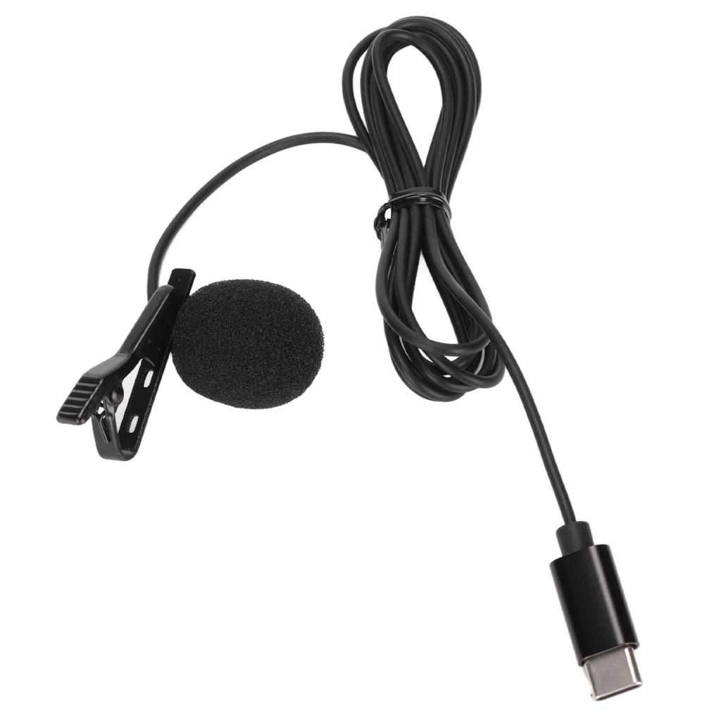 Type C Lavalier Microphone Intelligent Noise Cancellation Wired Lavalier Lapel Microphone for Karaoke Recording