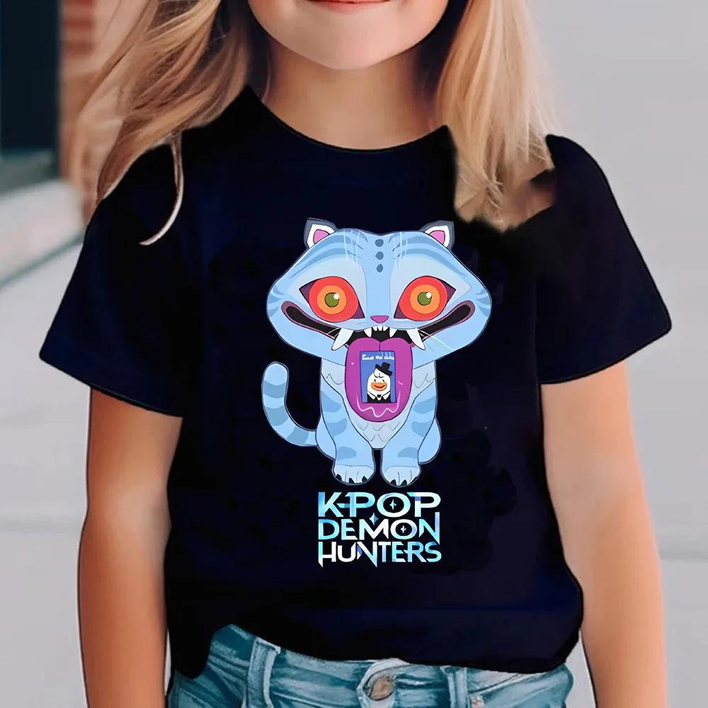 Children's Cartoon Print Crew Neck Fashion T-shirt Short Sleeve Cute Casual Comfortable T-shirt Girl