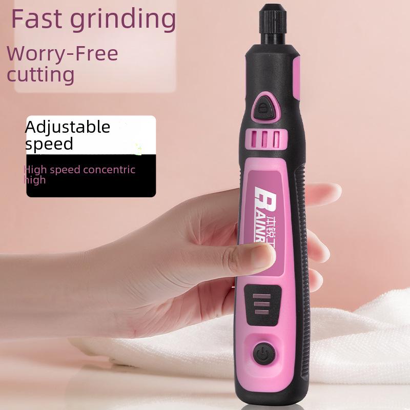 Mini stylo de gravure électrique rose rechargeable avec contrôle de vitesse et batterie au lithium pour le polissage et le meulage des ongles.