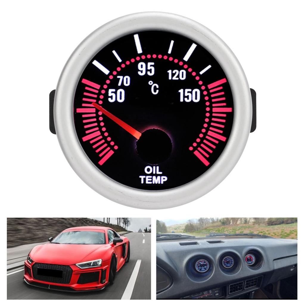 52mm2in Car Oil Temperature Gauge with White Light Universal Automobile Accessory 12V