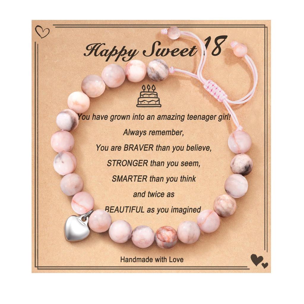 Pink Zebra Heart Pendant Bracelet - Adjustable Flat Knot Weaving, Perfect Back-to-School or Birthday Gift