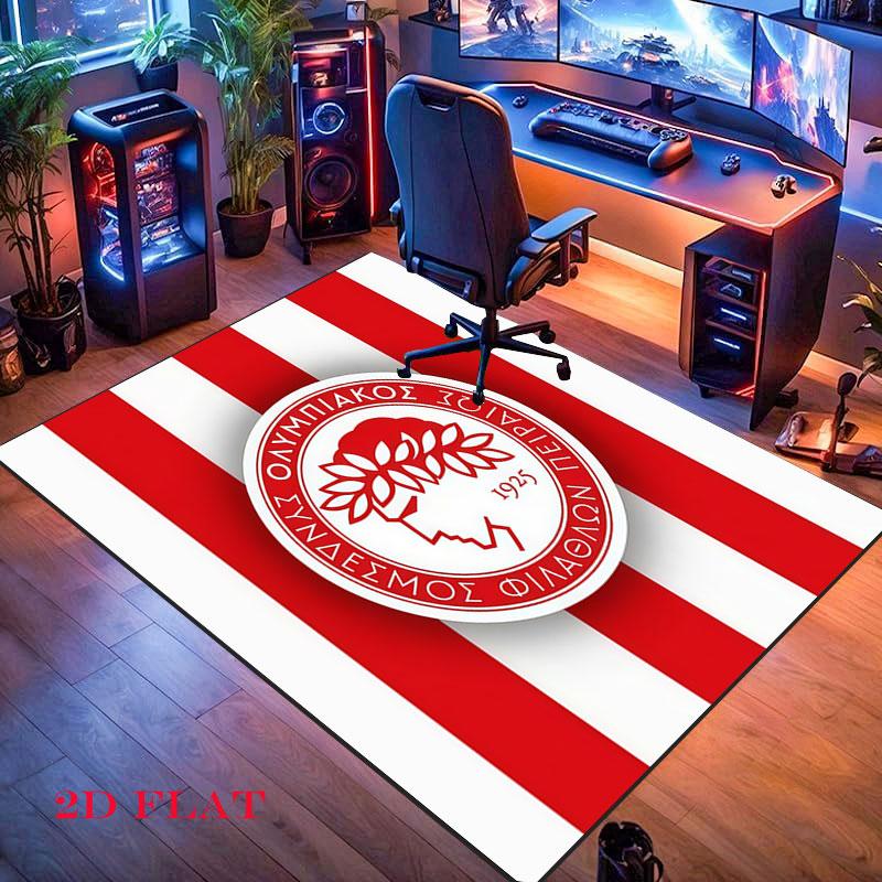 Tappeto Tappeto con Logo Olympiacos per Soggiorno Camera da Letto Casa Decorazione Divano, Tappetino Antiscivolo per Giochi Bambini