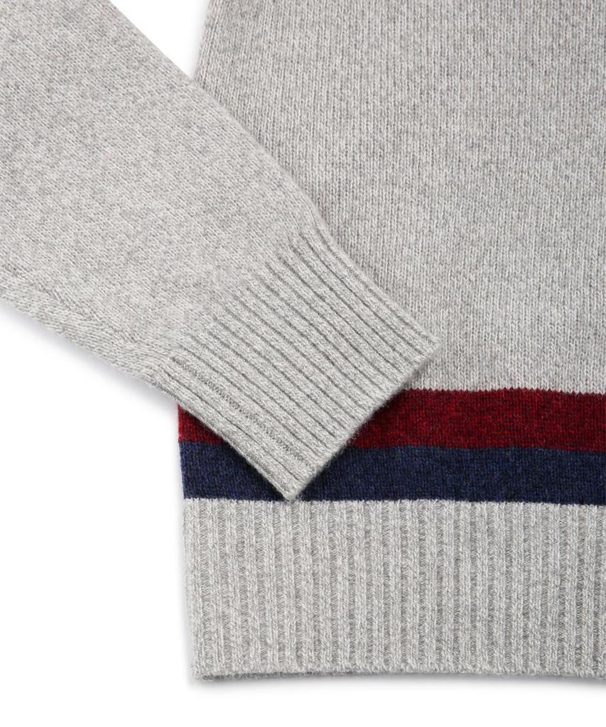 BROOKS BROTHERS Wool Blended Tennis V-Neck Sweater (Grey) (Bbwnmf1057Wdw)