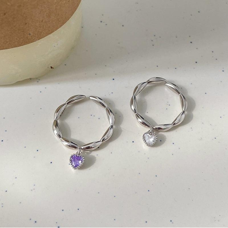 Silver Versatile S925 Heart Ring With Dazzling Zircon Stones For Special Occasions