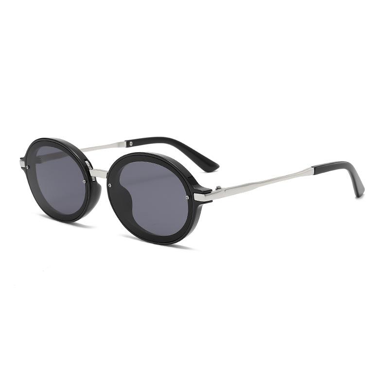 

3526 Metal Oval Sunglasses for Men Women, Chic Fashion Round UV400 Sun Glasses, Retro Stylish Personalized Unisex Shades 603402 as shown