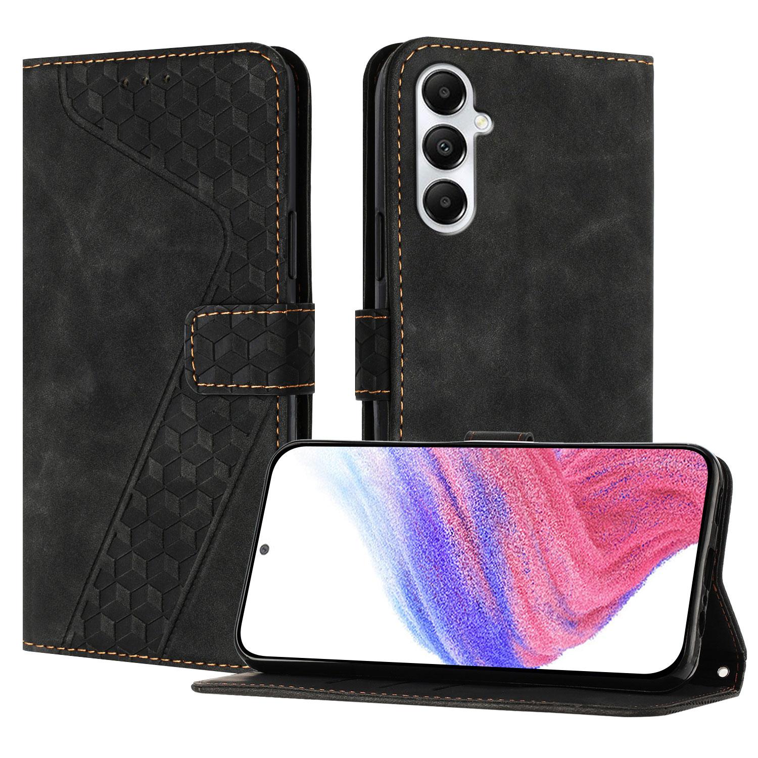 

For Samsung Galaxy A05s 4G Leather Case 7-Shaped Pattern Wallet Stand Shockproof Phone Cover Black