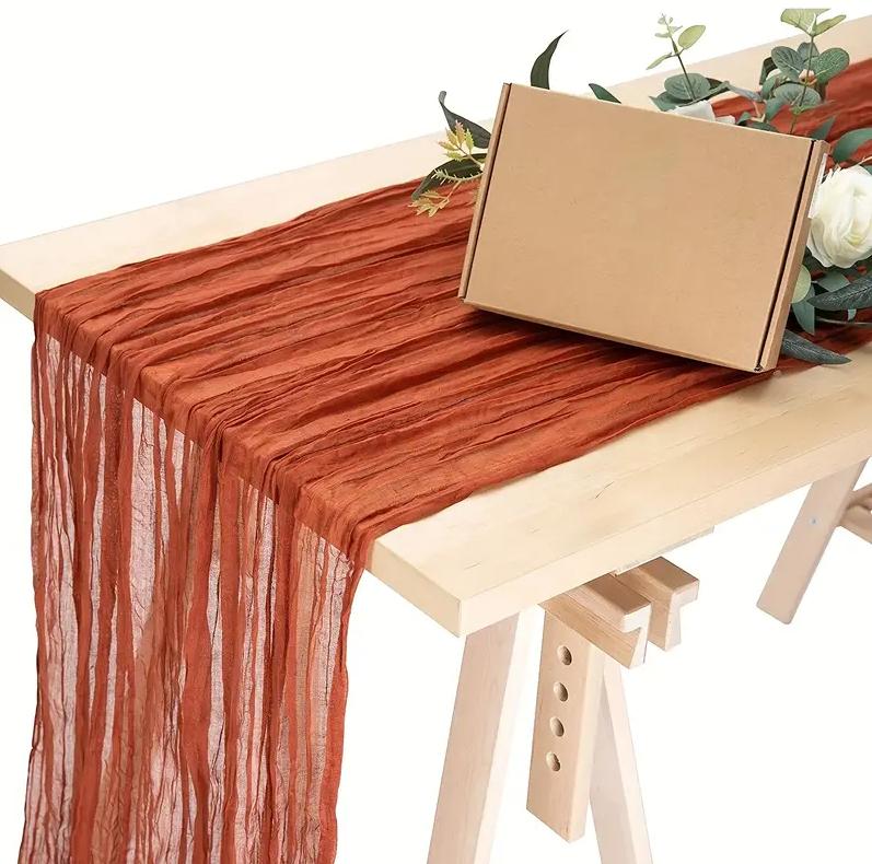 

1 шт. Полиэстеровая мятая скатерть Бохо Марля Украшения для свадебного душа Вечеринки Приема Скатерть для праздничной вечеринки 90X180CM