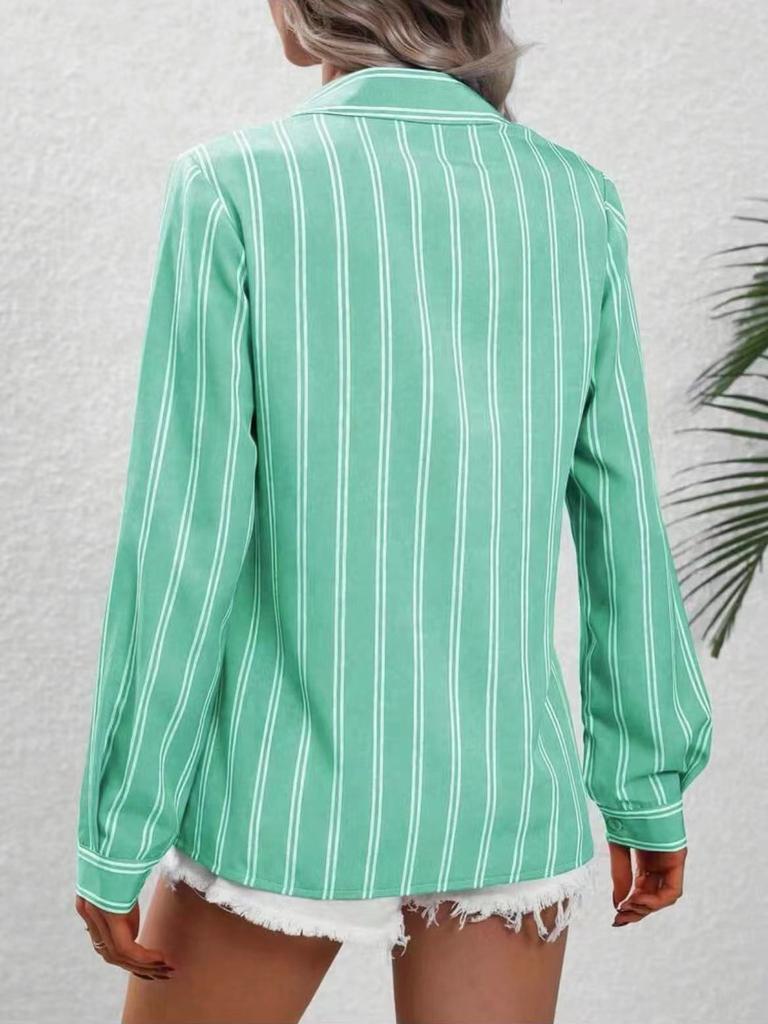 Summer Oversized Striped Shirt for Women Long Sleeve