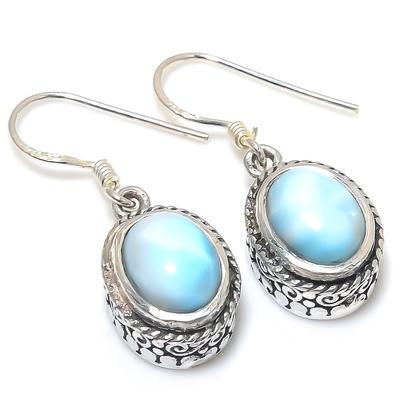 Natural Republic Larimar Gemstone 925 Solid Sterling Silver Gift Earring 1" N6r50
