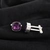 Amethyst Gemstone 925 Sterling Silver Men's Suit Cufflinks 1" Handmade Jewelry For Anniversary CL-9-7