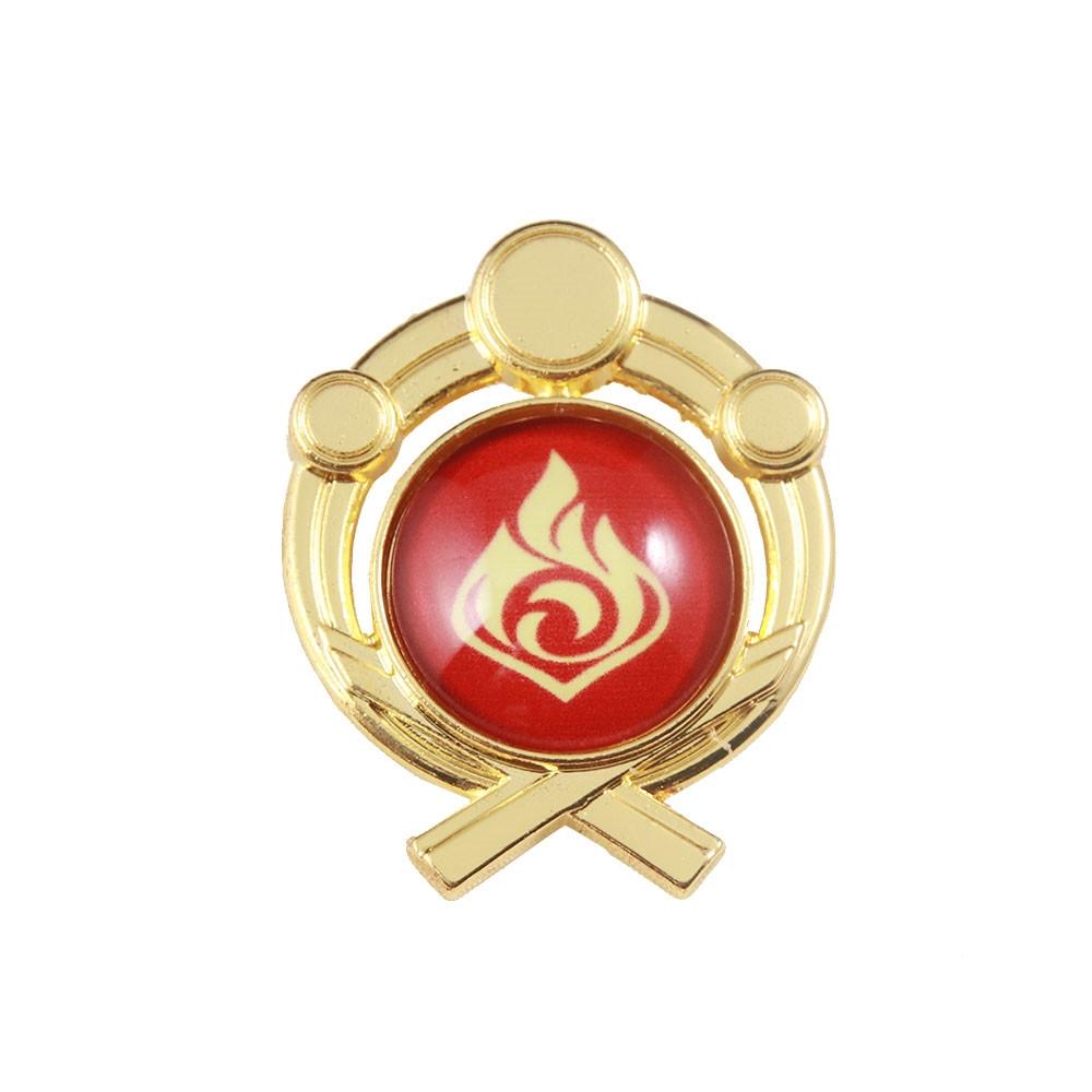 Game Genshin Impact Metal Brooch Pins Primogem Xiao Mask Vision 7 Element God's Eye Weapons Luminous Badge Cosplay Prop Jewelry