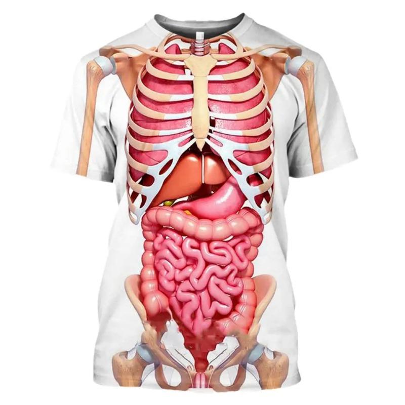 

Men s Bone Visceral 3D Printing Summer Short Sleeved T-shirt 6XL