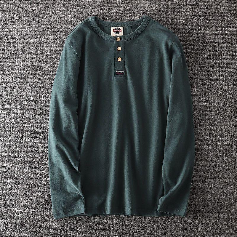Big Brand Goods ~ Export Label Cutting Factory Direct Sales Fall Winter Men Long-T-Shirt Pure Cotton OEM Goods Tail Goods Bottoming Shirt Fashion